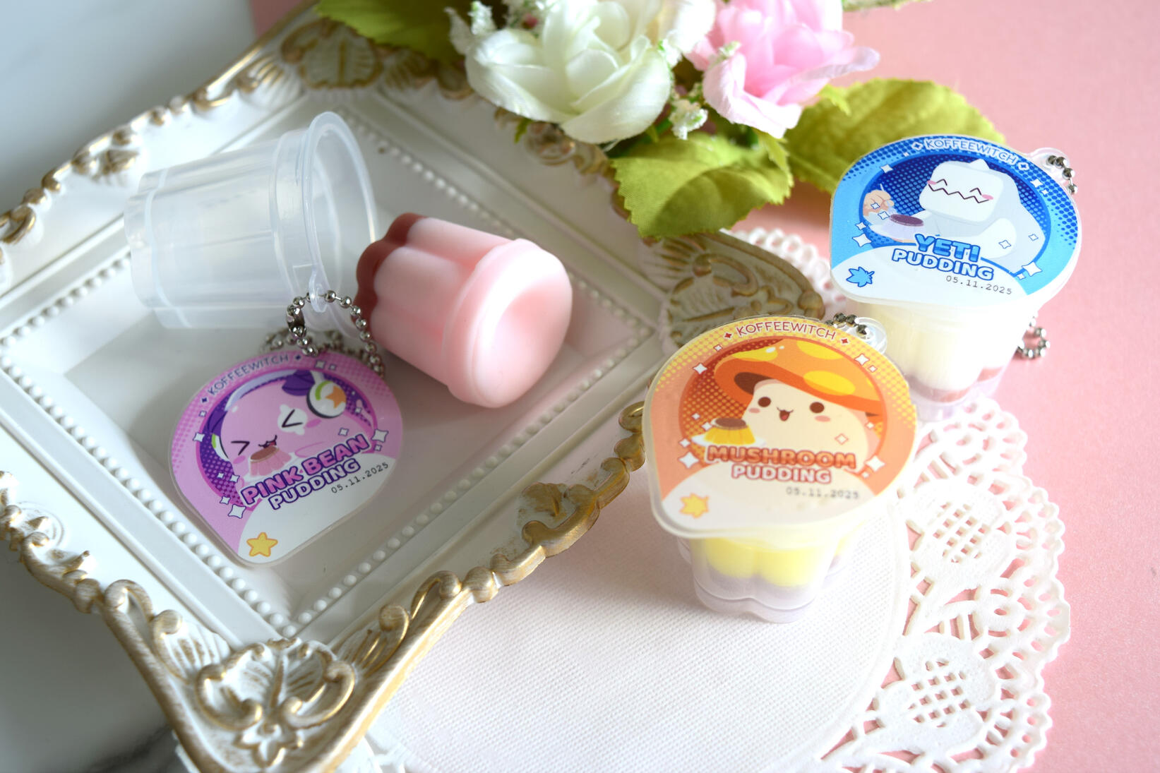 Maplestory Pudding Cup Keychains
